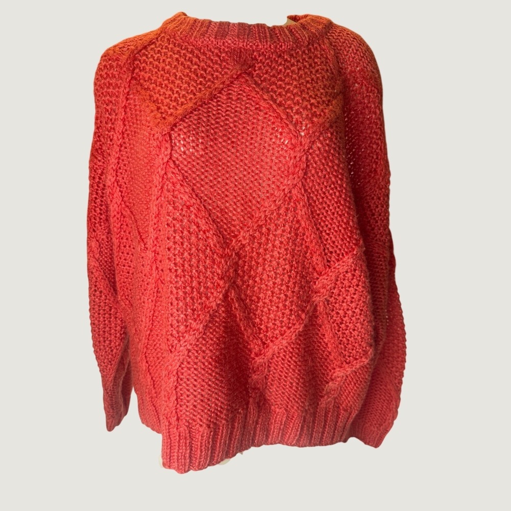 Cherry Red Textured Diamond Chunky Knit Sweater layer for Fall Sweater weather